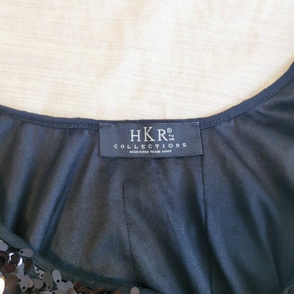 HKR Black Sequins Ruched Holiday Dress, Cocktail V Neck Mini Dress, Size… - Picture 4 of 8